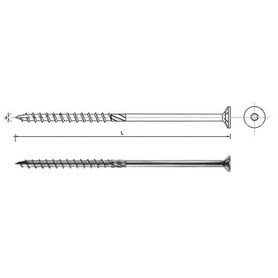 WKRĘT DO DREWNA Z ŁBEM STOŻKOWYM NA TORX 8*140MM T40